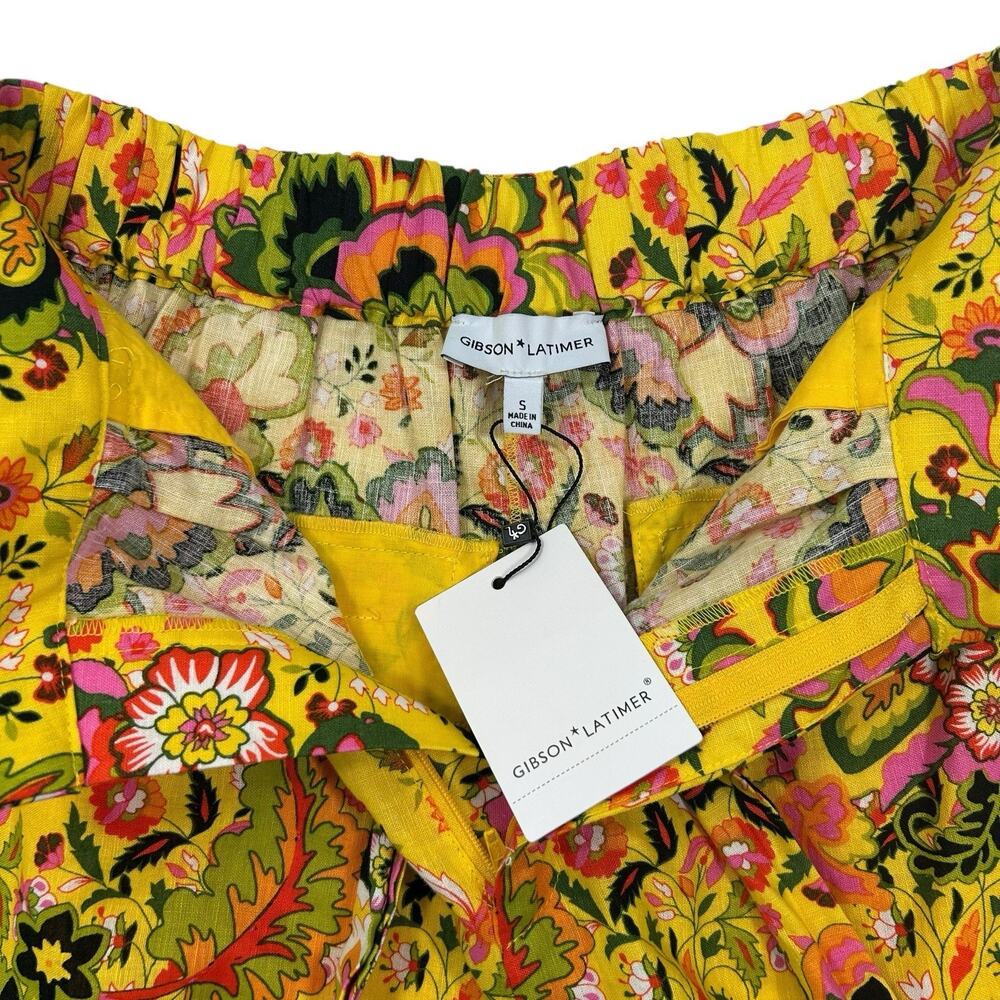 NWT Gibson & Latimer Pull On Casual Wide Leg Pants Linen Blend Floral Belt Sz S - Picture 9 of 15